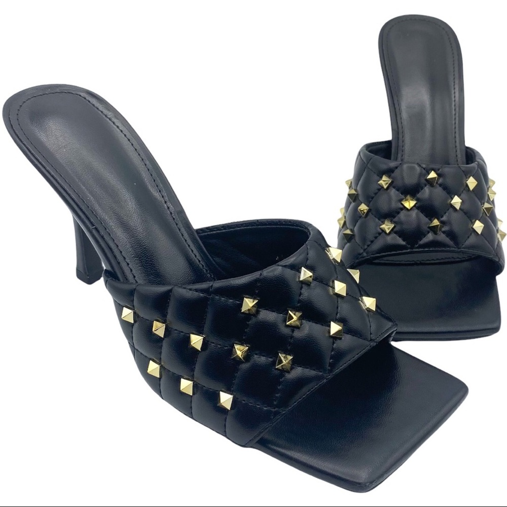 Black Shoe with Gold Stud embellishments (New)